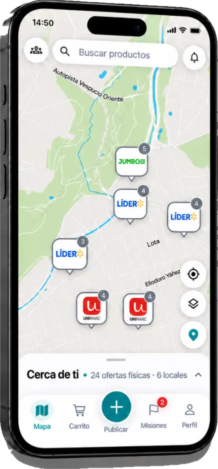 El mapa de ofertas cerca de ti en la aplicación de REBU